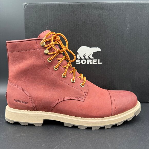 Sorel Mens Madison II Chore Boots Size 10 Waterproof Leather Spice Major Red - Picture 1 of 10